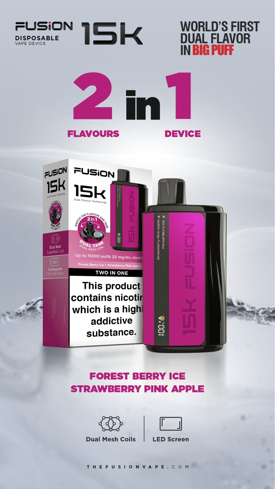 2 in 1 Fusion 15k Puffs Dual Tank Disposable Vape Pod Kit 2 in 1 Fusion 15k Puffs Dual Tank Disposable Vape Pod Kit