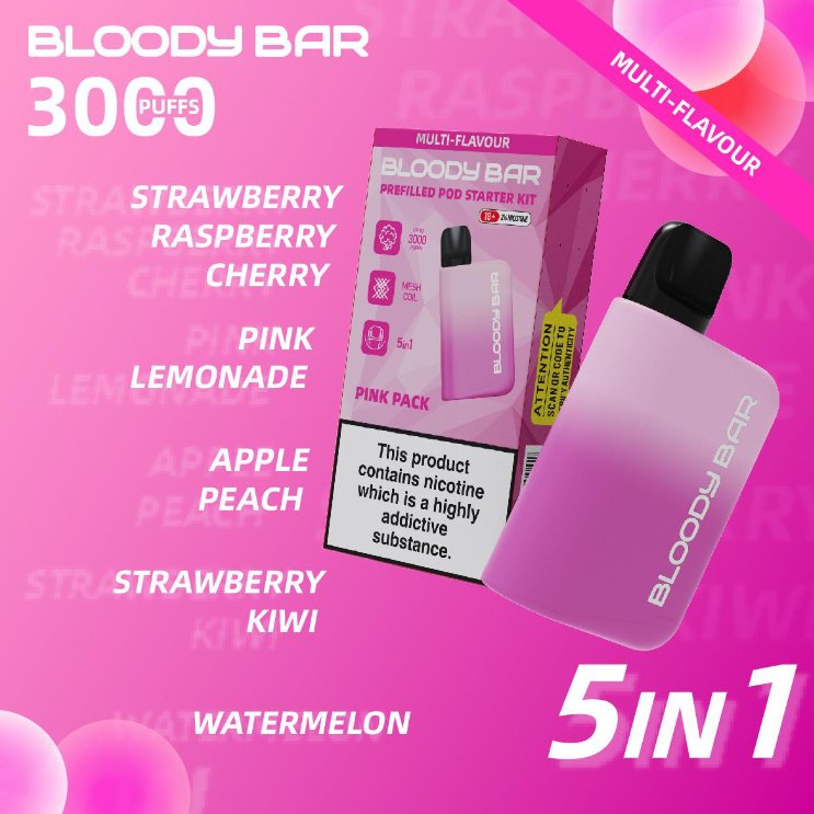 Bloody Mary - 5 in 1 Bloody Mary 3000 Puffs Prefilled Pod Kit (Box of 5) - theno1plugshop