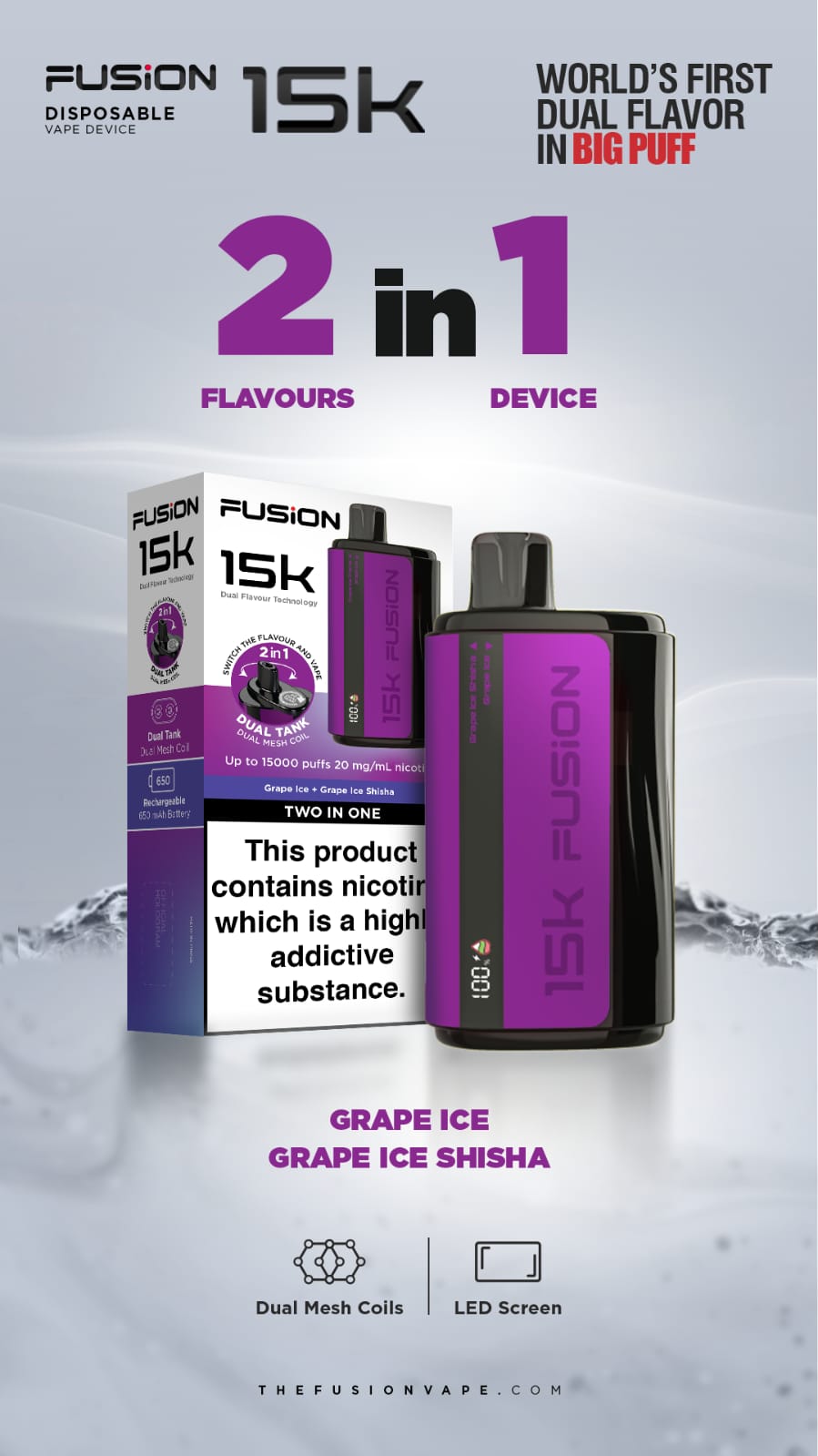 Two Flavors In One Vape 2 in 1 Fusion 15k Puffs Dual Tank Disposable Vape Pod Two Flavors In One Vape 2 in 1 Fusion 15k Puffs Dual Tank Disposable Vape Pod