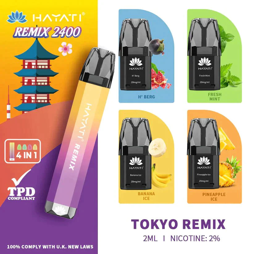 Hayati Remix 2400 Puffs 4 in 1 Disposable Vape Pod Kit - #Simbavapeswholesale#