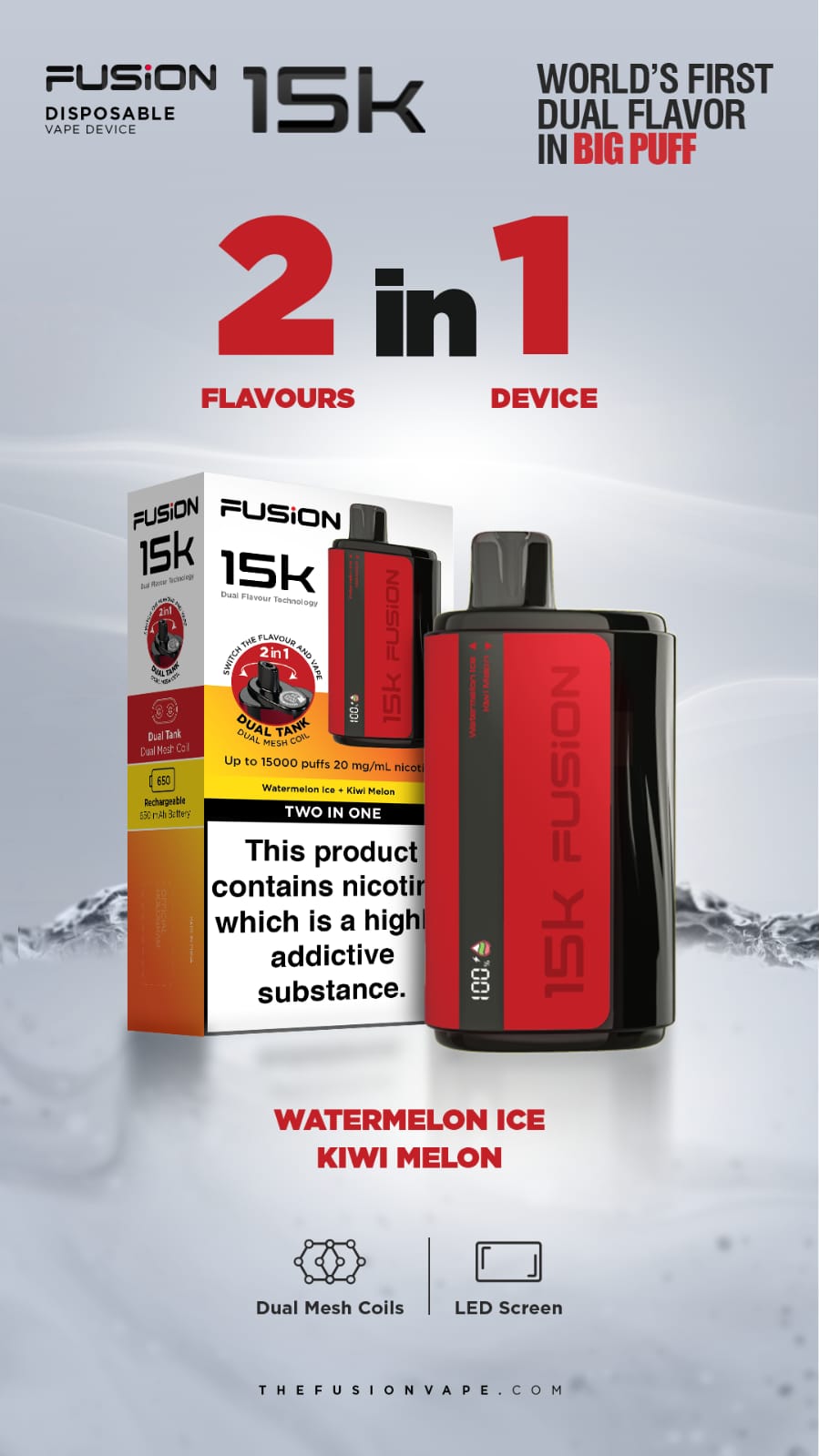 2 in 1 Fusion 15k Puffs Dual Tank Disposable Vape Pod Kit 2 in 1 Fusion 15k Puffs Dual Tank Disposable Vape Pod Kit