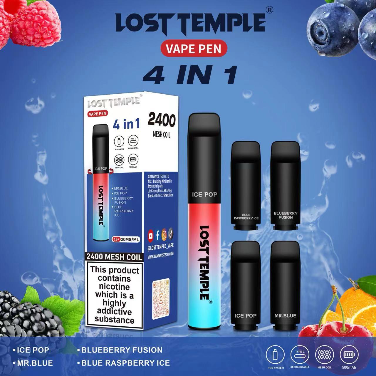 4 in 1 Lost temple 2400 Puffs Disposable Pod System Kit - #Simbavapeswholesale#