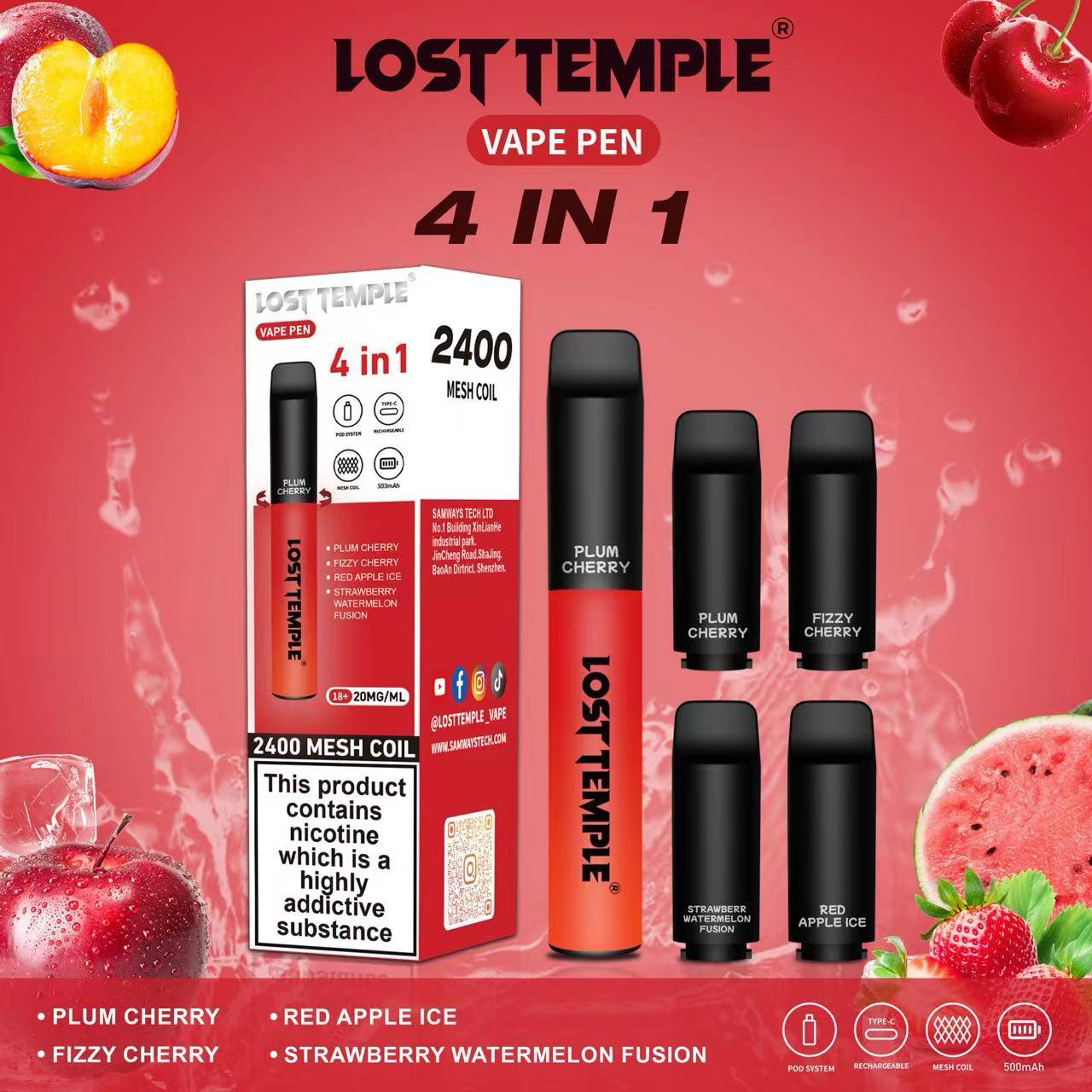 4 in 1 Lost temple 2400 Puffs Disposable Pod System Kit - #Simbavapeswholesale#