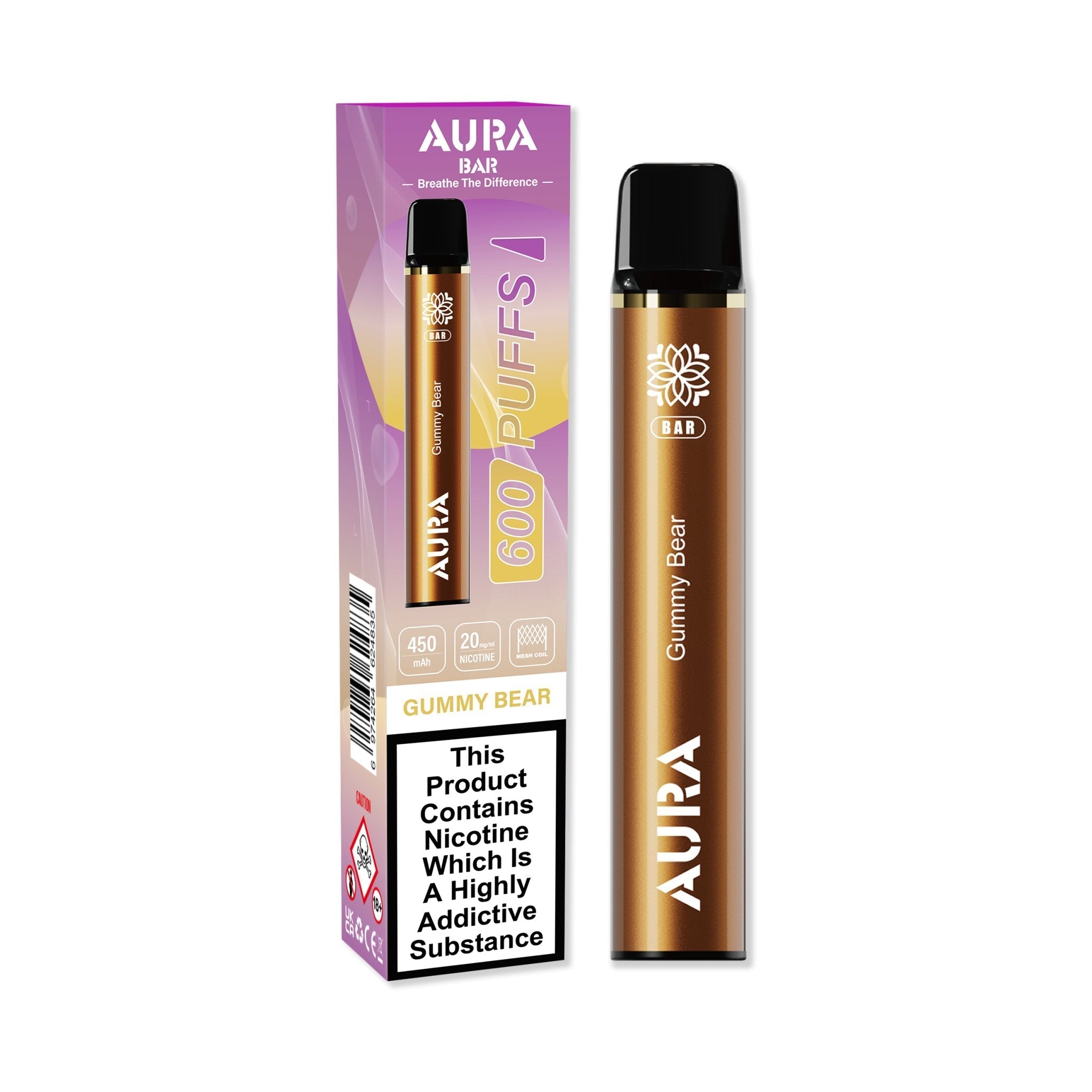 Aura Bar 600 Puffs Disposbale Vape By Crystal Prime - Box of 10 #Simbavapes#