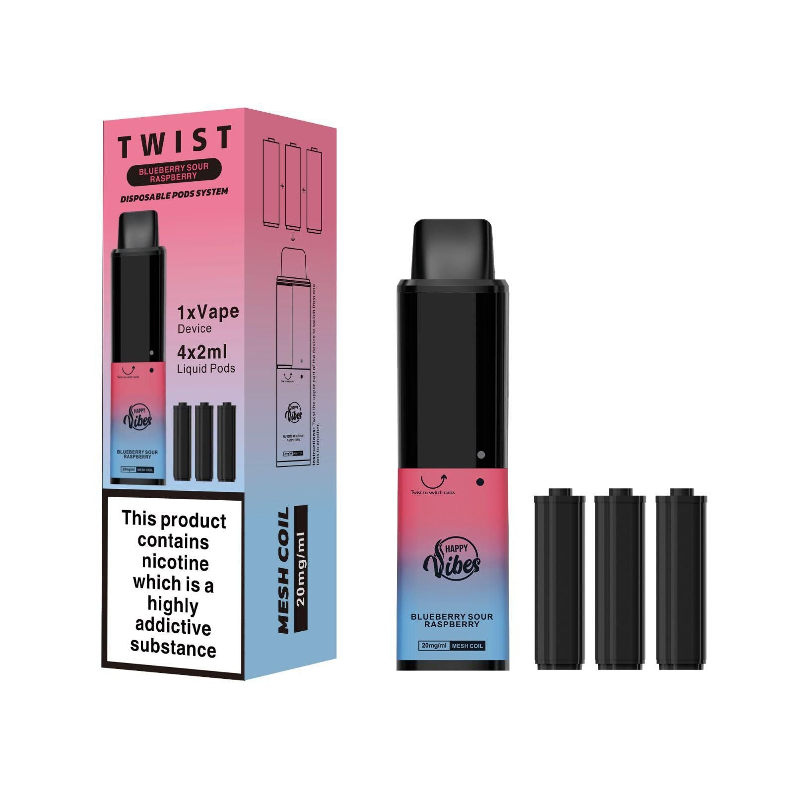 Happy Vibes Twist 2400 Disposable Vape Pod Kit - #Simbavapes#
