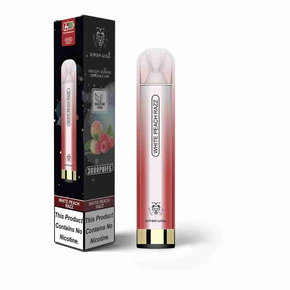 Simba Glow Bar 3000 Puffs Disposable Vape Pen E Cigarette, Rechargeable - Nicotine Free - #Simbavapes#