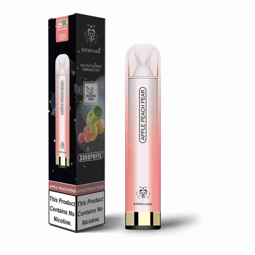 Simba Glow Bar 3000 Puffs Disposable Vape Pen E Cigarette, Rechargeable -No Nicotine – 10 Pack - #Simbavapes#